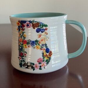 Anthropologie Nathalie Lete Bouquet Letter B Monogram Mug Floral Garden Gift